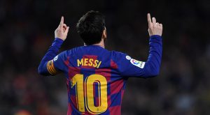 Messi celebrating the goal