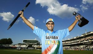 Saurav Ganguly celebrating victory