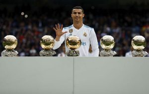 ronaldo with five ballon d'or