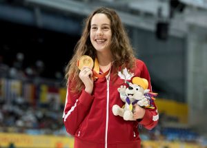 Aurelie after winning the gold medal