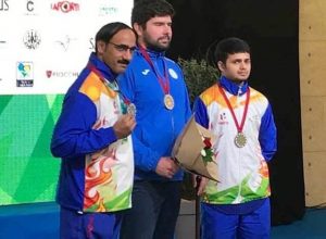 Singhraj after winning a medal