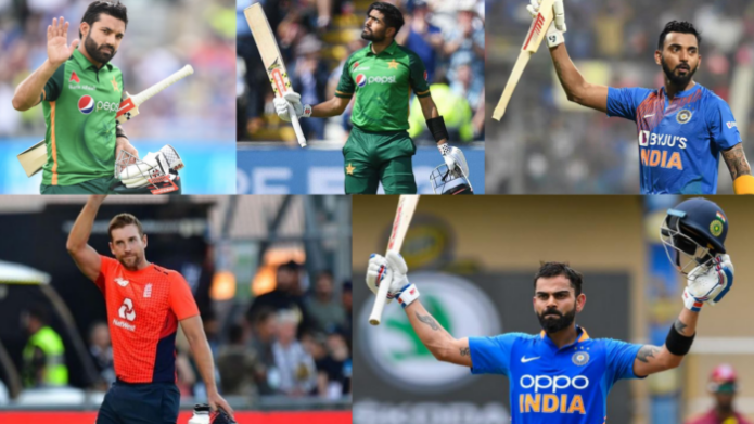 top five players with highest average in T20