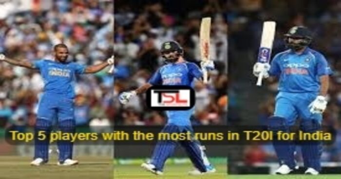 Top 5 players with the most runs in T20I for India
