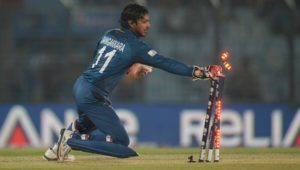 Kumat Sangarkkara stumping a batsman