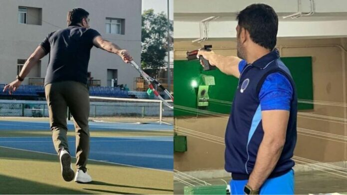 MS Dhoni seen practicing Shooting, Tennis ahead of IPL 2022 Mega Auction