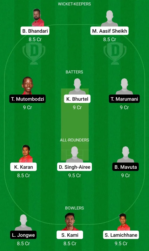 NEP vs ZIM-A Dream11 Captain & Vice-Captain, Match Prediction, Fantasy Cricket Tips, Playing XI, Pitch report and other updates Fantasy Team 1