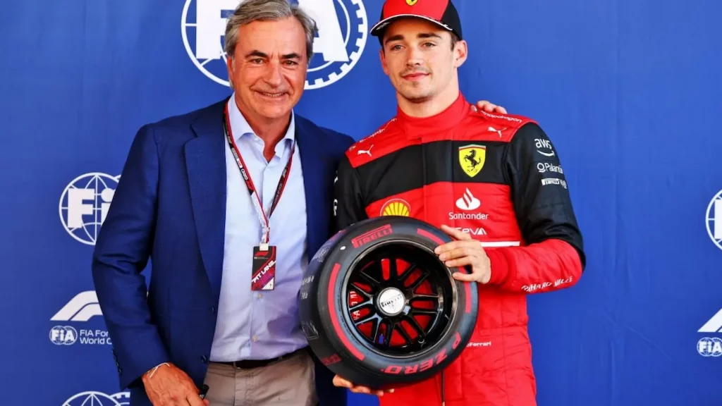 Charles Leclerc of Ferrari recieving the Pole Position Award at the Spanish Grand Prix Qualifying