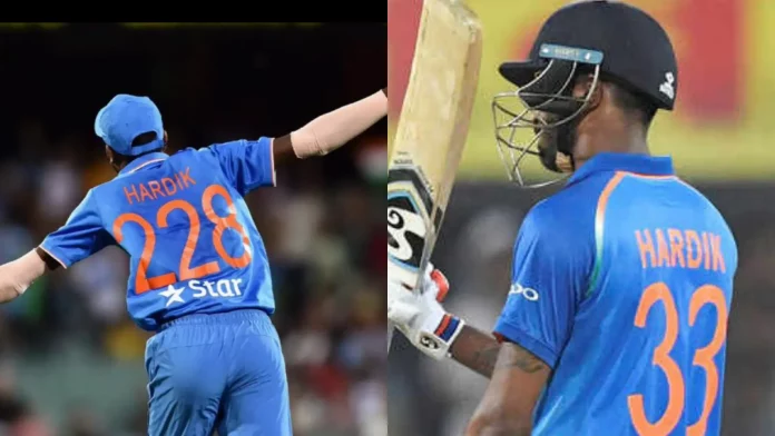 Why did Hardik Pandya change his jersey number from 228 to 33?