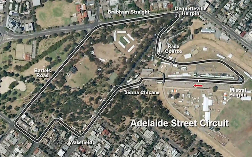 The layout of Adelaide Street Circuit 
