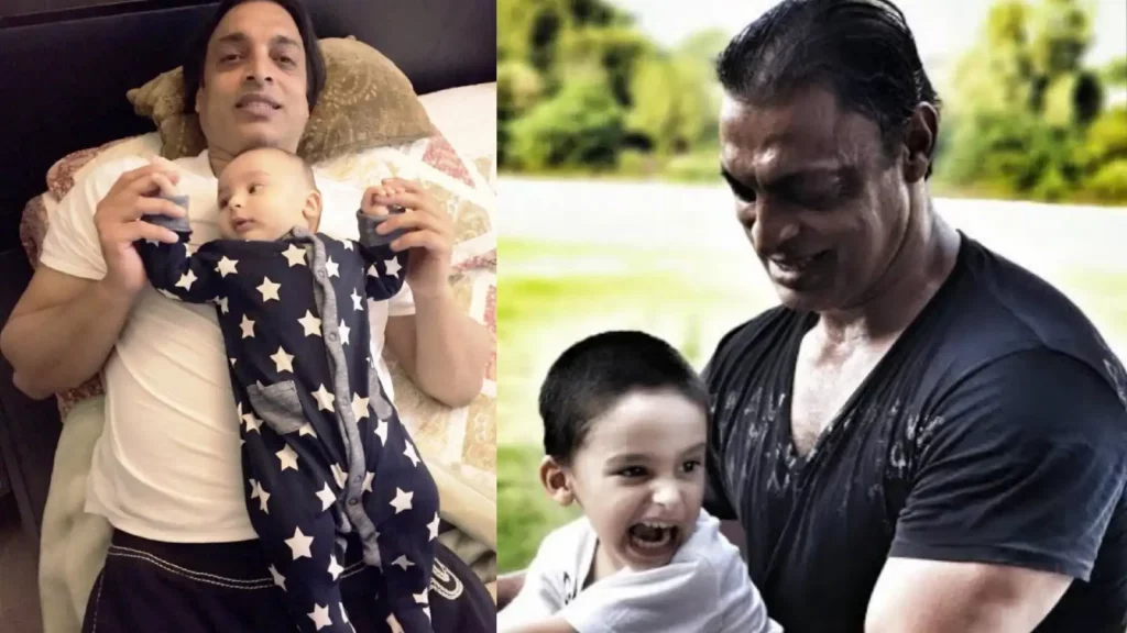 Shoaib Akhtar Wife with his kid