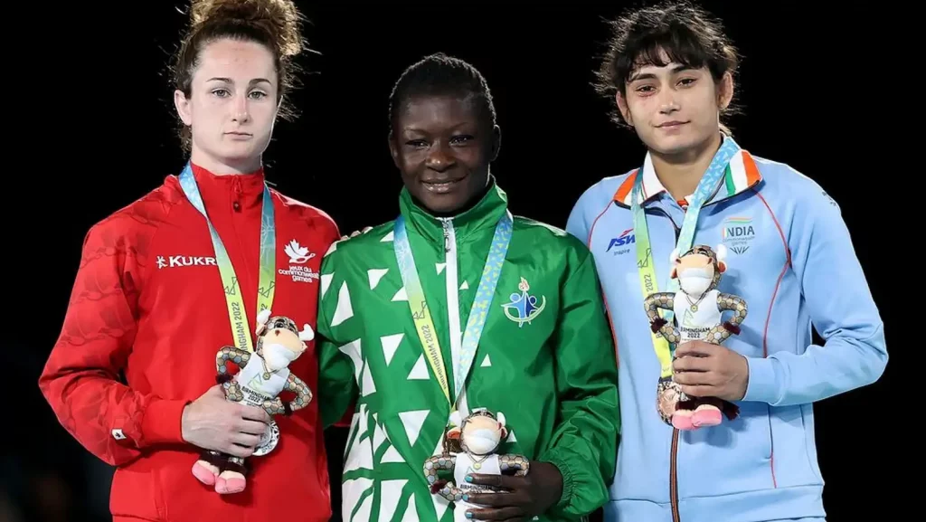 Pooja Gehlot won the bronze behind Canada and Nigeria in the 50kg category Wrestling at CWG'22