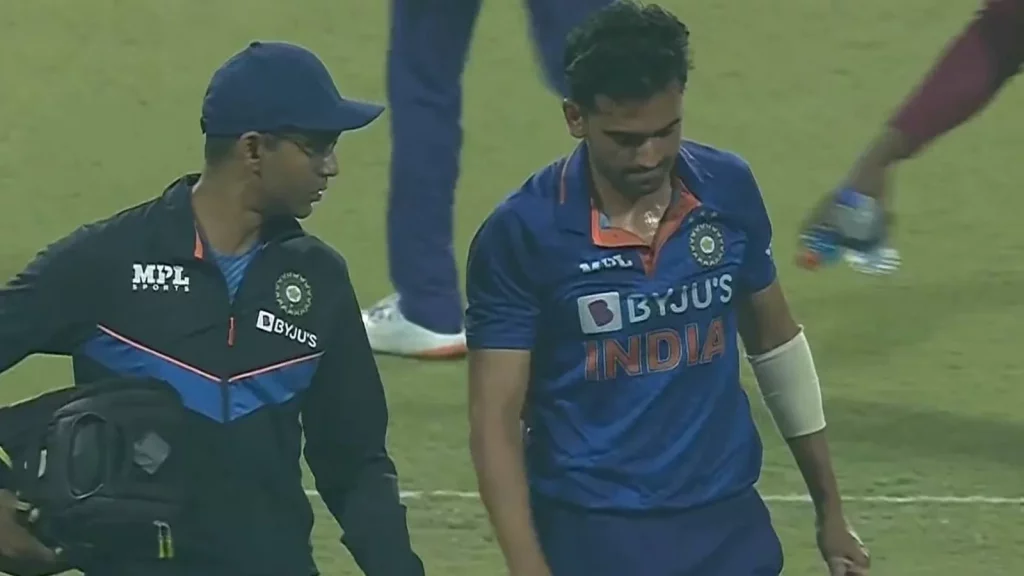 Deepak Chahar after his injury
