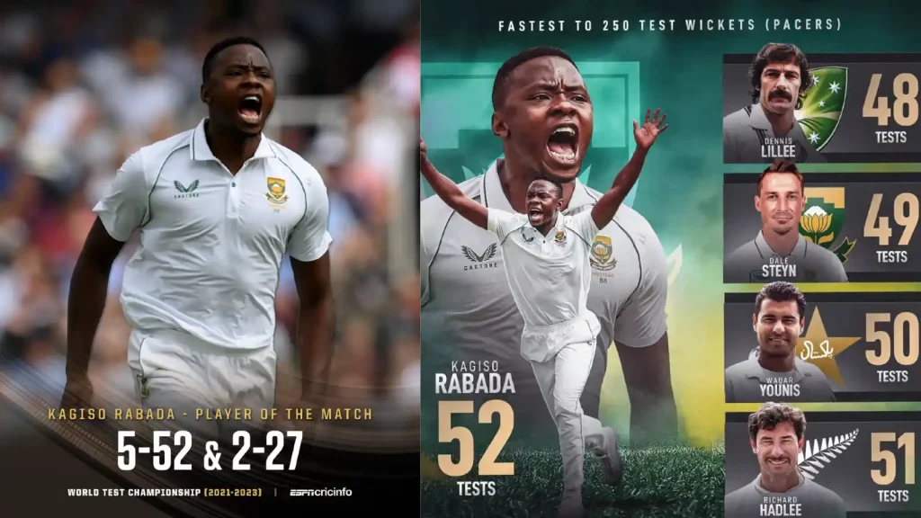 Kagiso Rabada becomes 5th fastest pace bowler to take 250 wickets