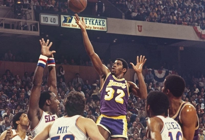 Johnson in the 1980's Finals against the 76ers.