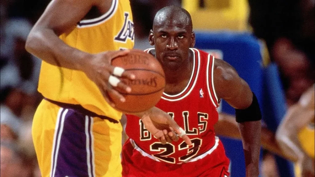 Michael Jordan in 1991's Finals against the Lakers.
