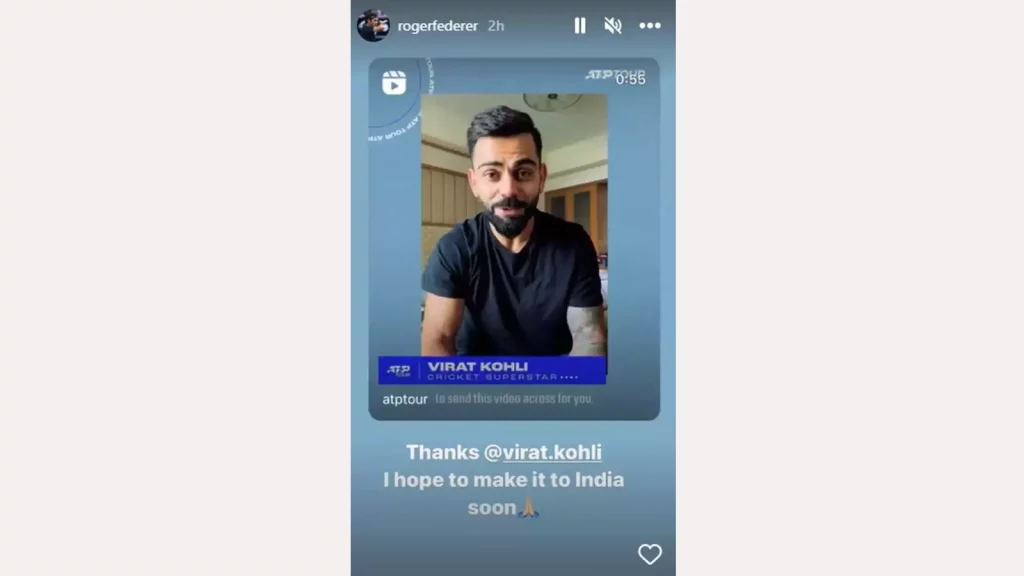 Virat Kohli instagram message to Roger Federer retirement