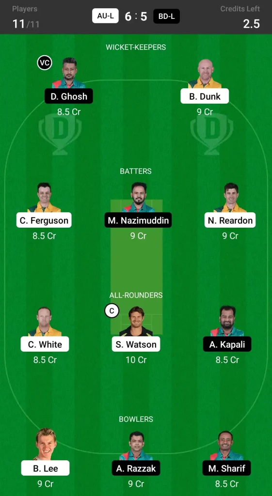 AU-L vs BD-L Dream11 Prediction