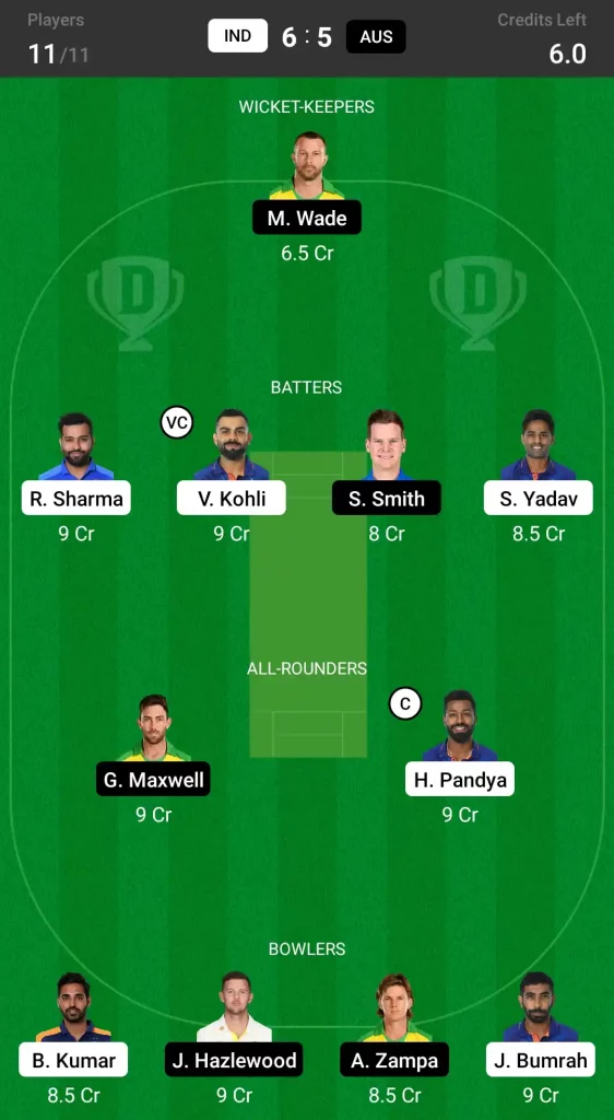 IND vs AUS Dream11 Prediction