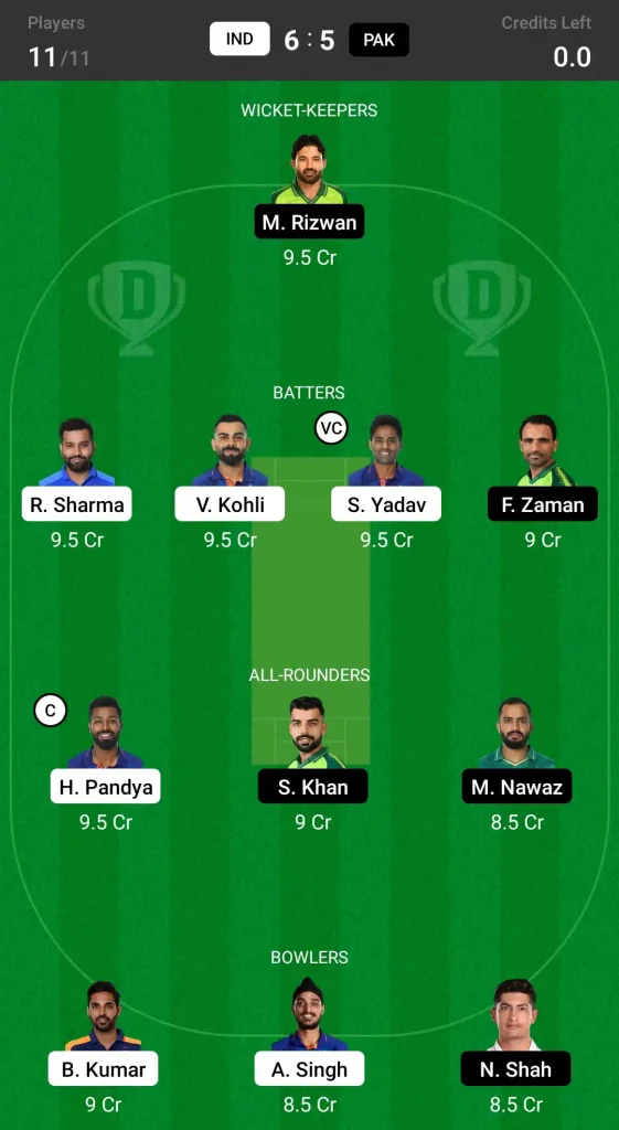 IND vs PAK Dream11 Prediction