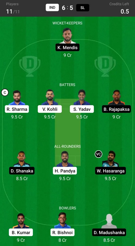 IND vs SL Dream11 Prediction