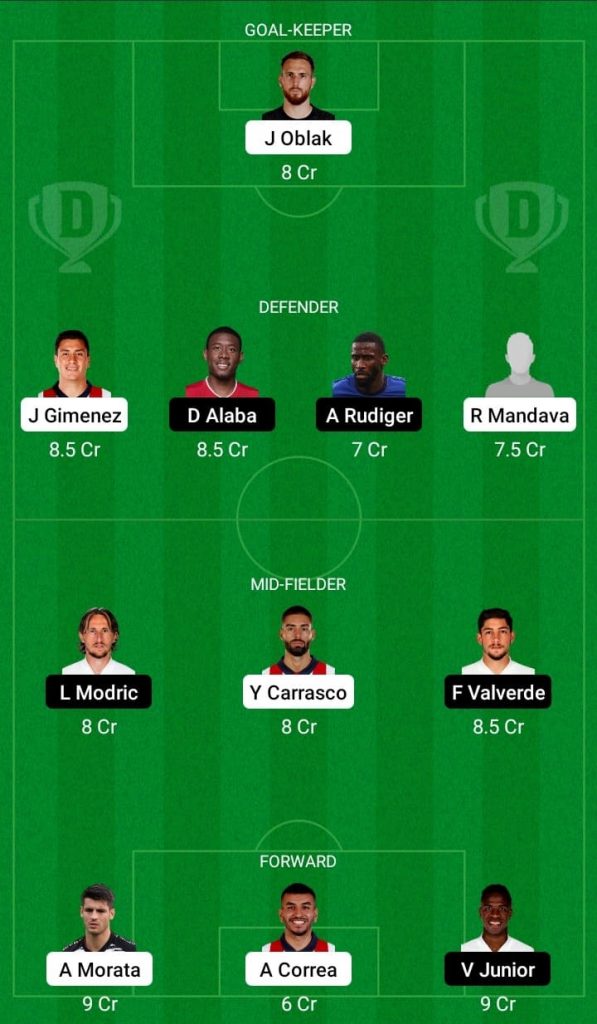 RM vs ATL Dream 11 Fantasy Team