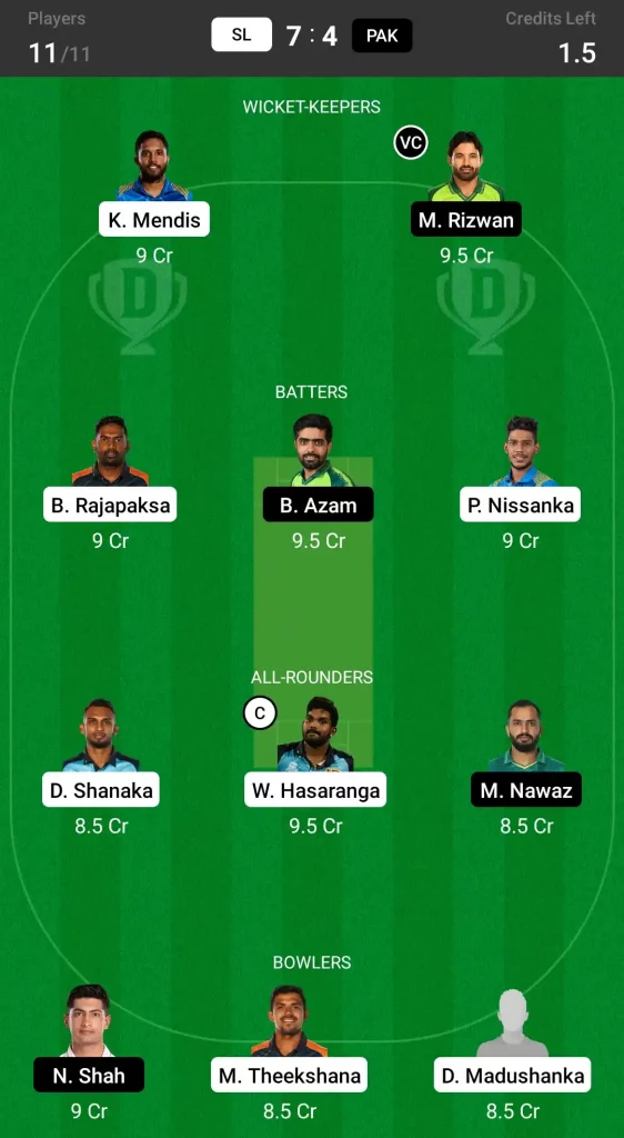 SL vs PAK Dream11 Prediction