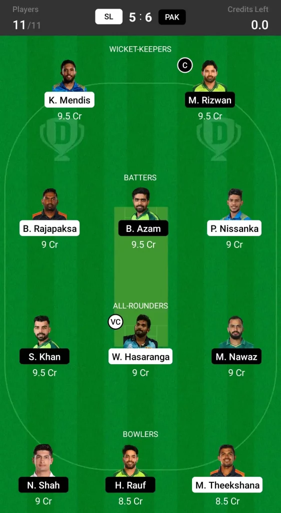 SL vs PAK Dream11 Prediction