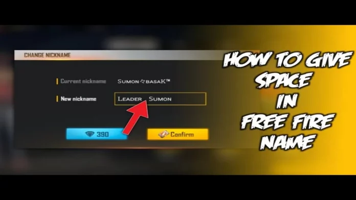 How to add space in Free Fire Name