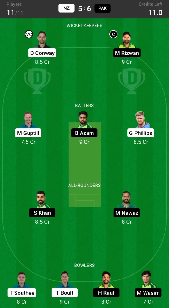 NZ vs PAK Dream11 Prediction