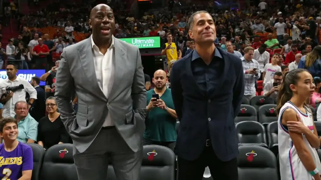 Rob Pelinka with Magic Johnson