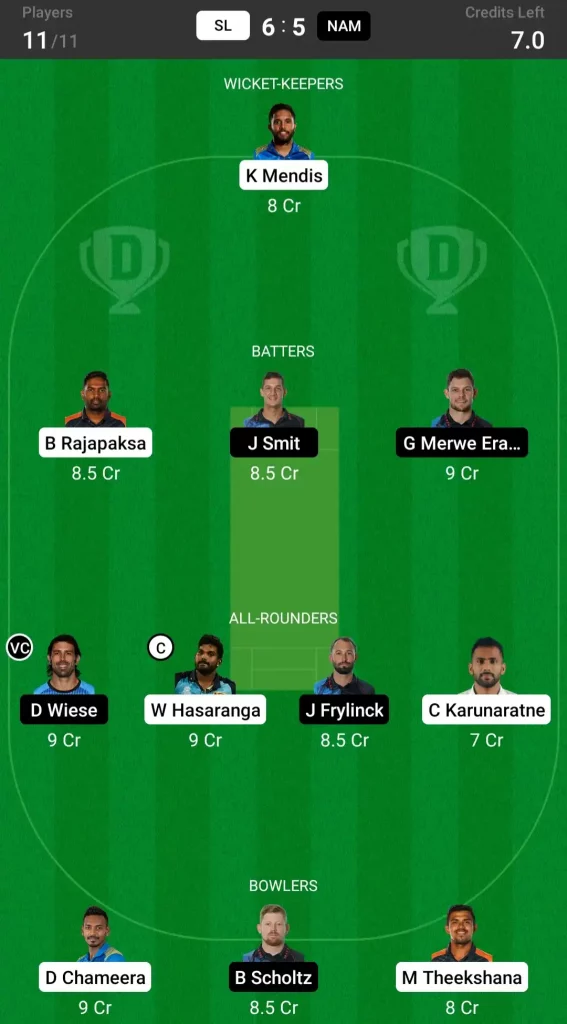 SL vs NAM Dream11 Prediction