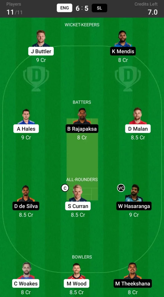 ENG vs SL Dream11 Prediction