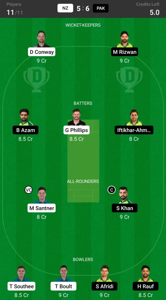 NZ vs PAK Dream11 Prediction