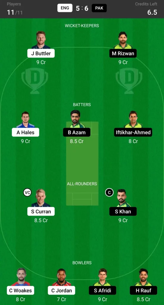 PAK vs ENG Dream11 Prediction