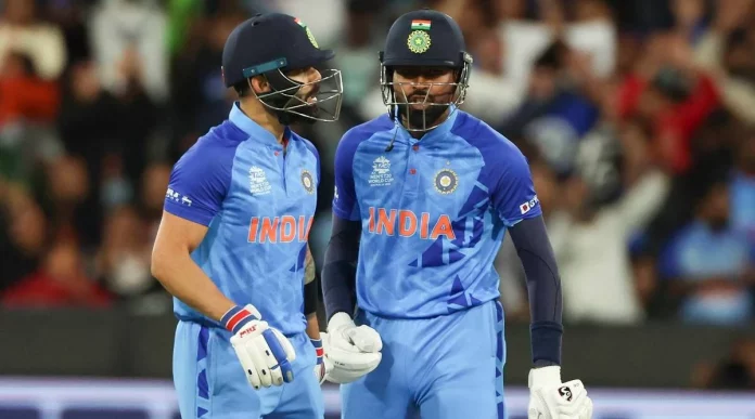 Virat Kohli and Hardik Pandya fifties led India to score 168 runs in the first inning against England in Semi-Final