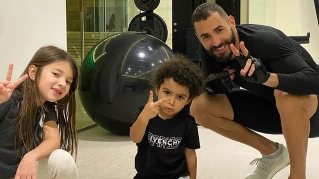 Karim Benzema with his two children