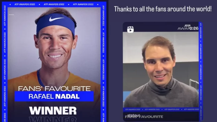 Rafael Nadal Voted Fans’ Favourite in 2022 ATP Awards