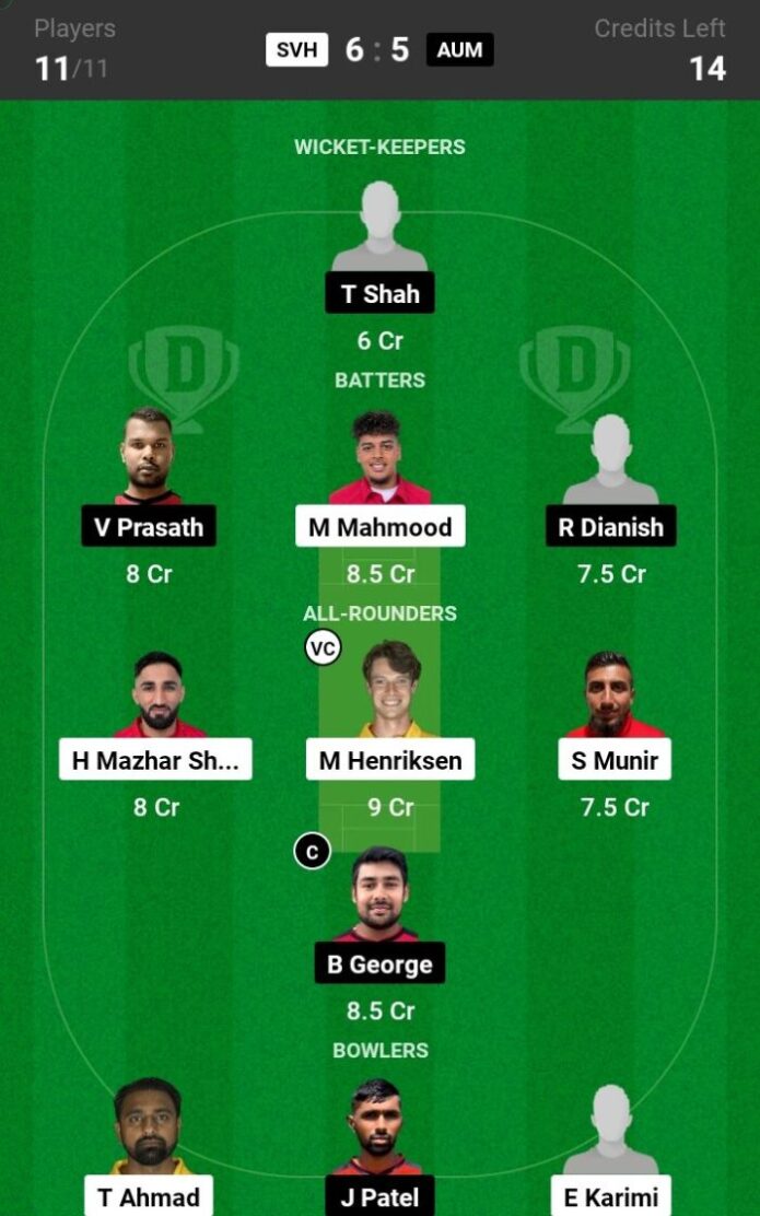 SVH vs AUM Dream11 Prediction, Player Stats, Captain & Vice-Captain, Fantasy Cricket Tips, Playing XI, Pitch Report, Injury and weather updates of European Cricket League T10