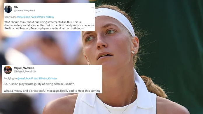 Petra Kvitova opposes participation of Russian and Belarusian players in Wimbledon; tennis fans criticize her over this comment