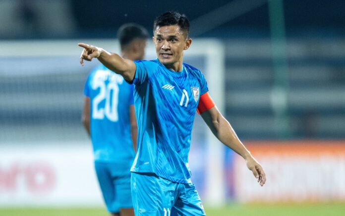 Sunil Chhetri will lead the Indian Men's squad at the Asian Games 2022 | Picture: @IndianFootball