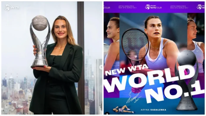 Aryna Sabalenka becomes the 29th woman in tennis history to lift the Chris Evert Trophy