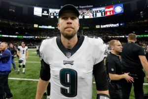 Nick Foles completed 28 of 43 passes for 373 yards, 3 passing TDs, and 1 Interception. Image Credits: X