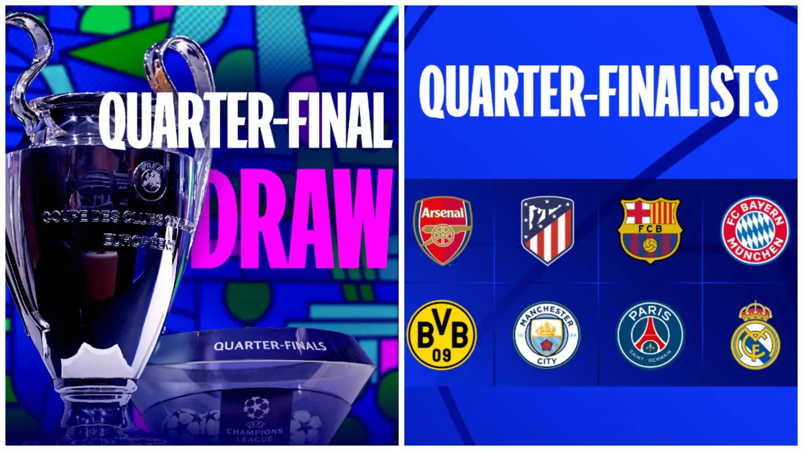 UEFA Champions League Quarterfinals Draws Real Madrid to face