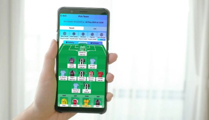 A person playing Fantasy Premier League on a mobile phone